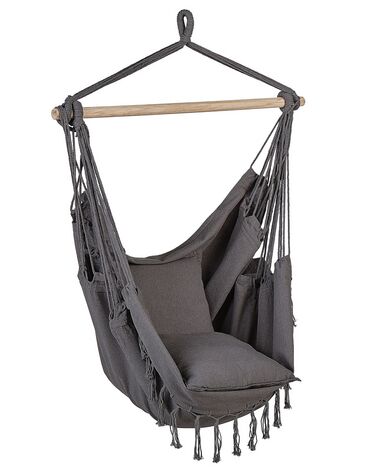 Fotel wiszący krzesło brazylijskie bawełniane szare BONEA