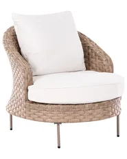 Garden Armchair with Ottoman ARCILLE PE Rattan Brown_1082741