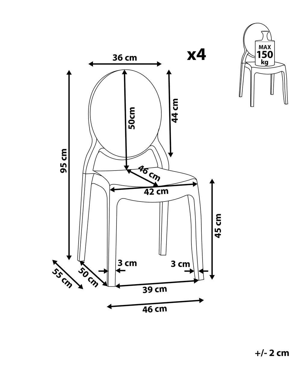 Set di 4 sedie da pranzo MERTON Trasparente_794187