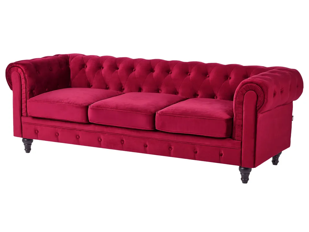 Sofa 3 Seater CHESTERFIELD Velvet Dark Red_1149587