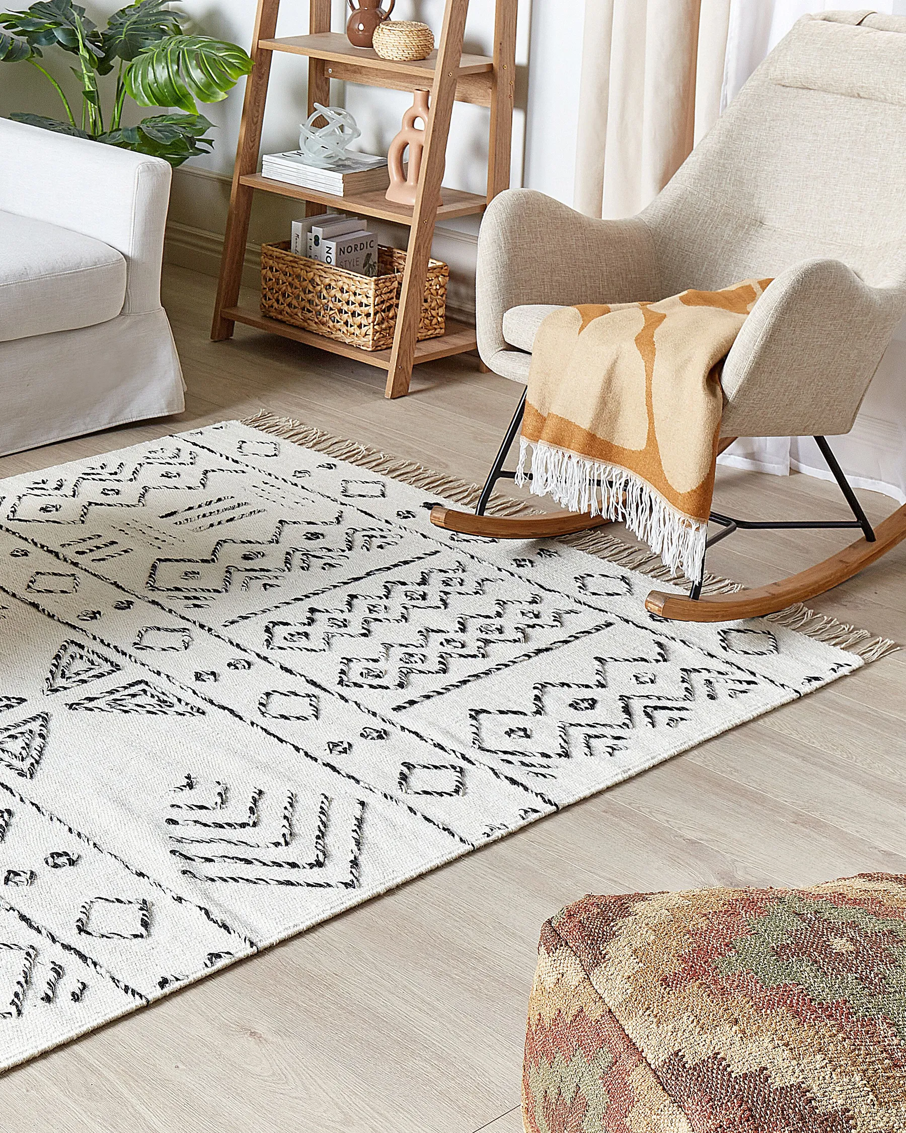 Tappeto ALKENT Bianco 160 x 230 cm Lana_852369