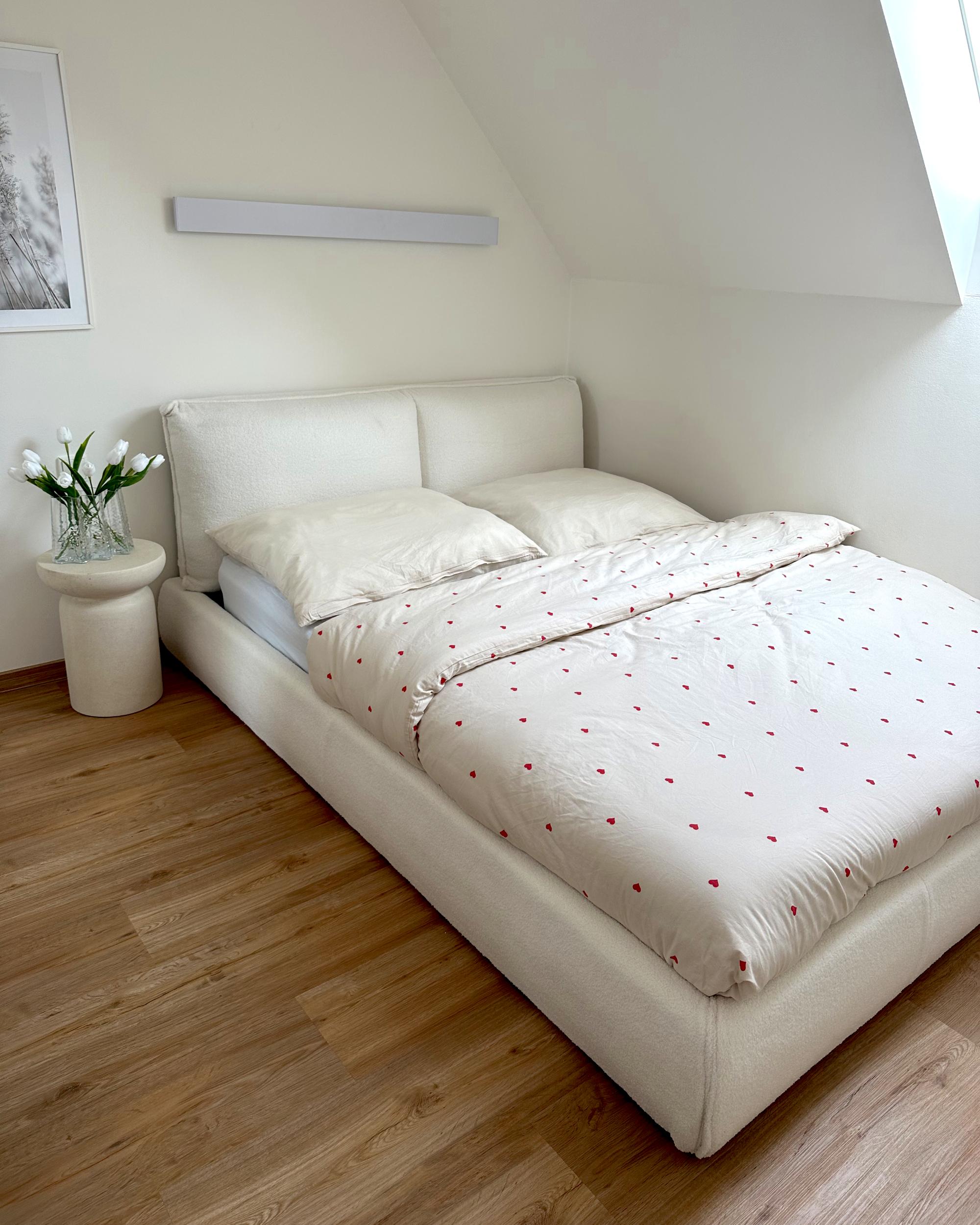 Bett mit Lattenrost Bouclé VINAY 160 x 200 cm Weiß_982627