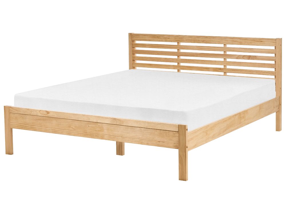 Bed Pine Wood CARNAC 160 x 200 cm (EU King Size) Light Brown