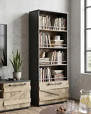 4 Tier Bookcase SALTER 163 cm Brown/ Black_1183089