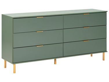 Komoda se 6 zásuvkami WALPOLE Zelená