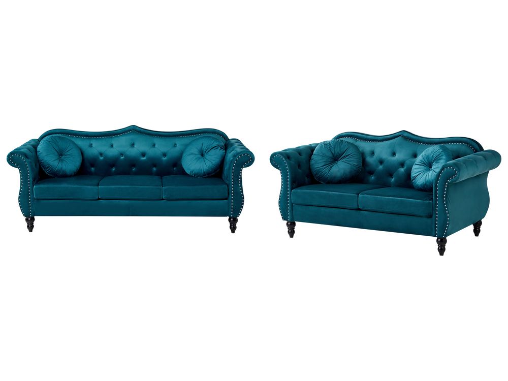 Sofasæt 5 personers SKIEN Velour Blågrøn