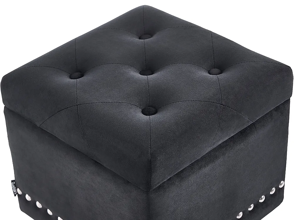 Pouf mit Stauraum LORETTO Samtstoff Schwarz_1186082