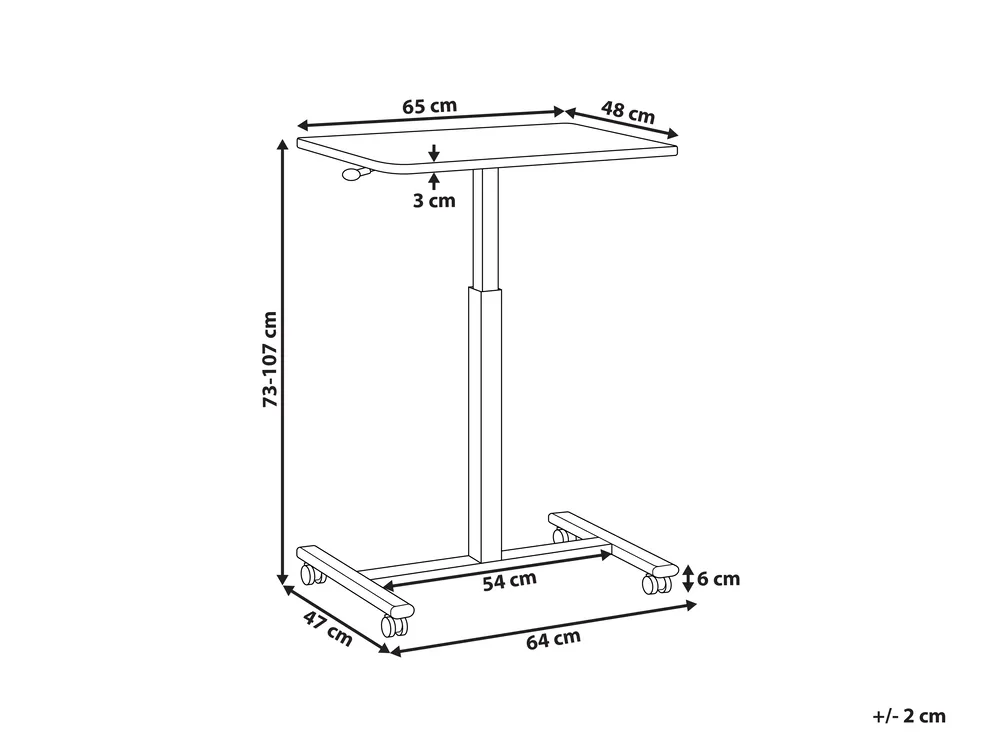 Regulowany stolik pod laptopa ACADEMIA 65 cm 48 cm z kółkami Ciemnobrązowy_946133