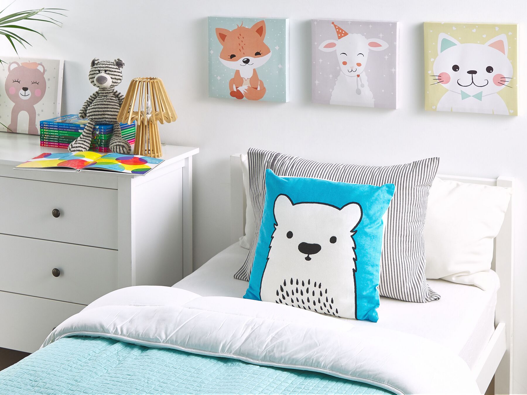 Cotton Kids Cushion Bear 45 x 45 cm Blue WARANASI_790679