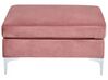 Sofá de canto de 4 lugares em veludo rosa com repousa-pés versão à direita EVJA_859098