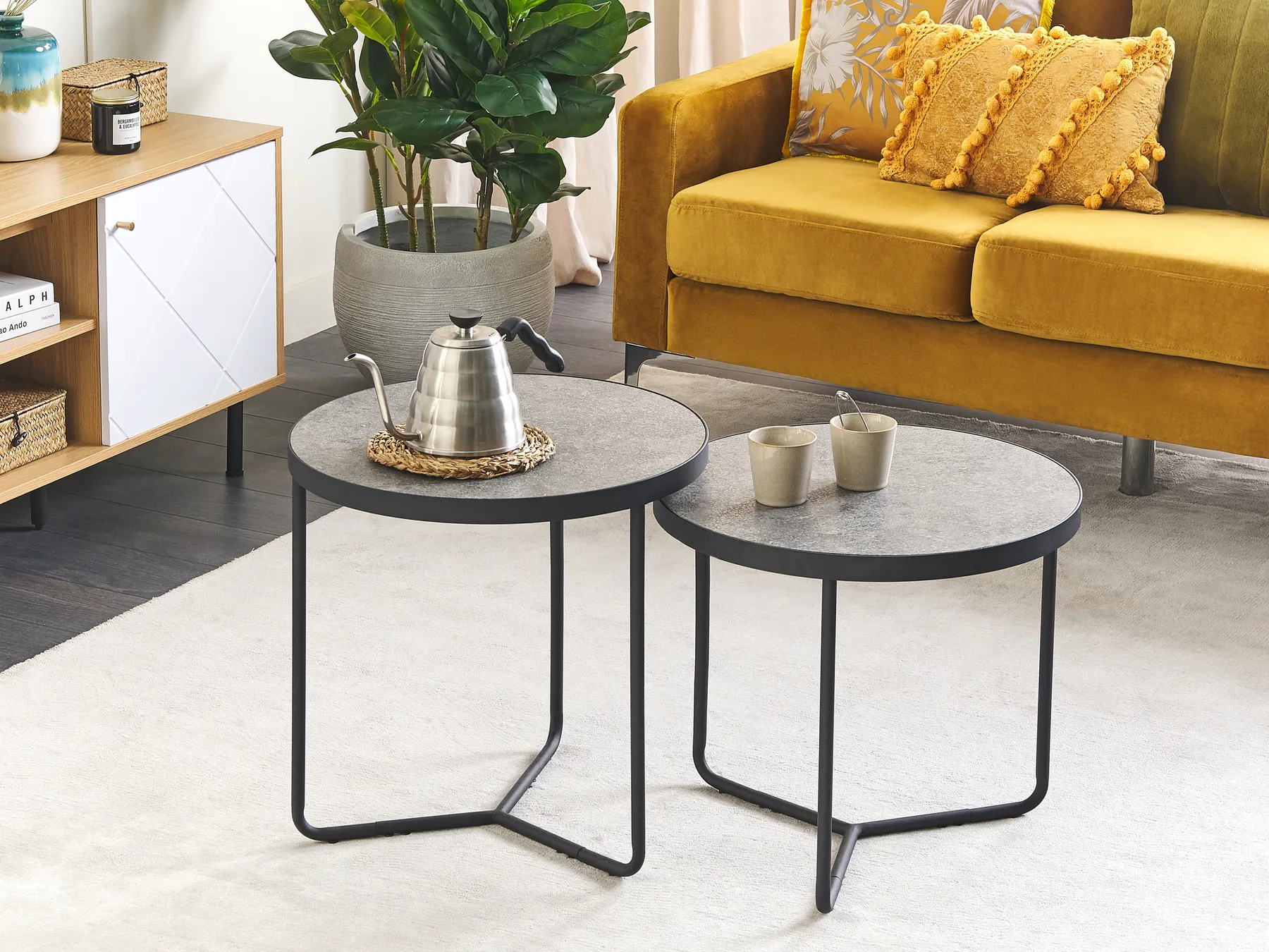 Set di 2 tavolini da caffè MELODY Grigio effetto cemento_822517