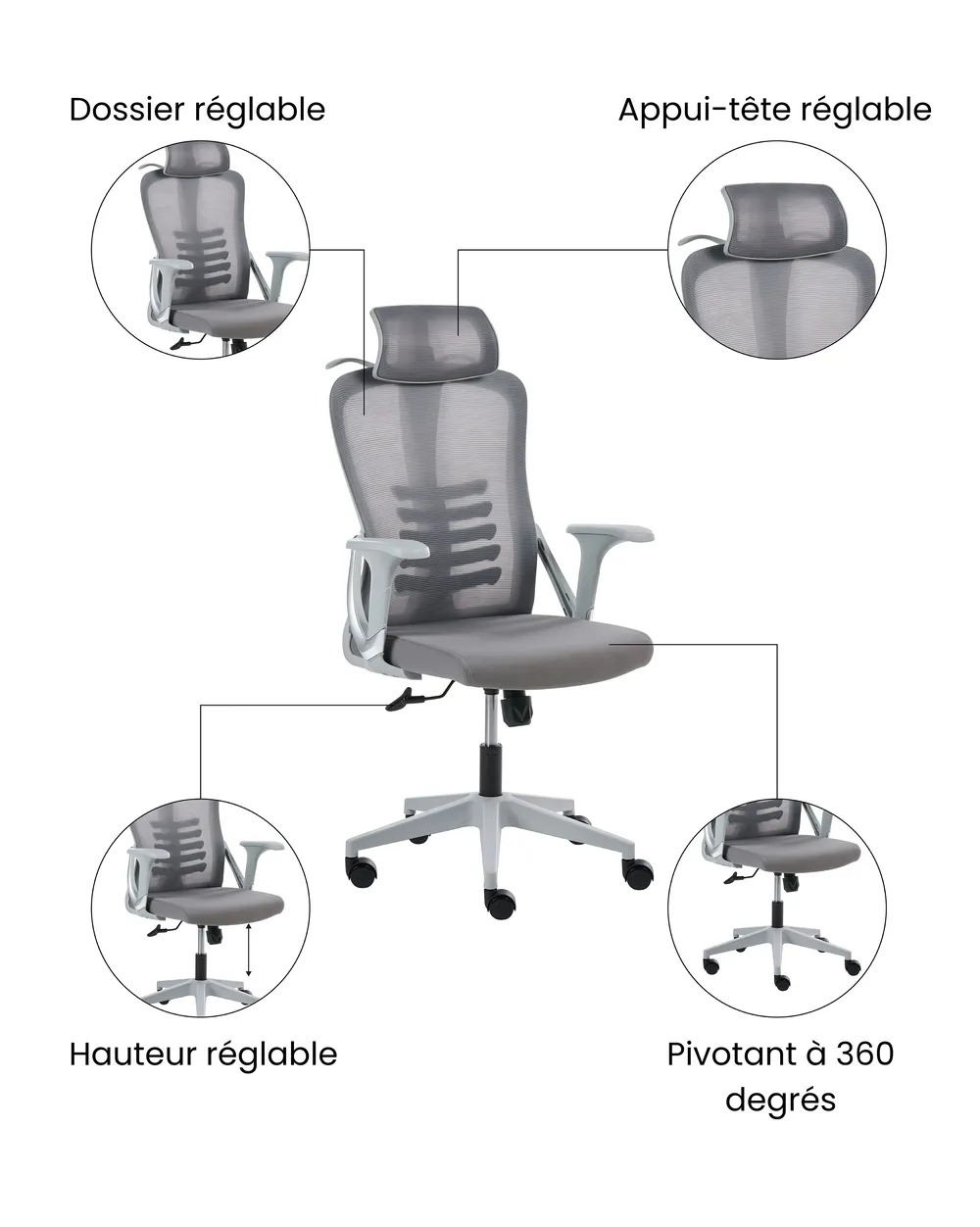 Chaise de bureau ERGONOX Gris_1071051