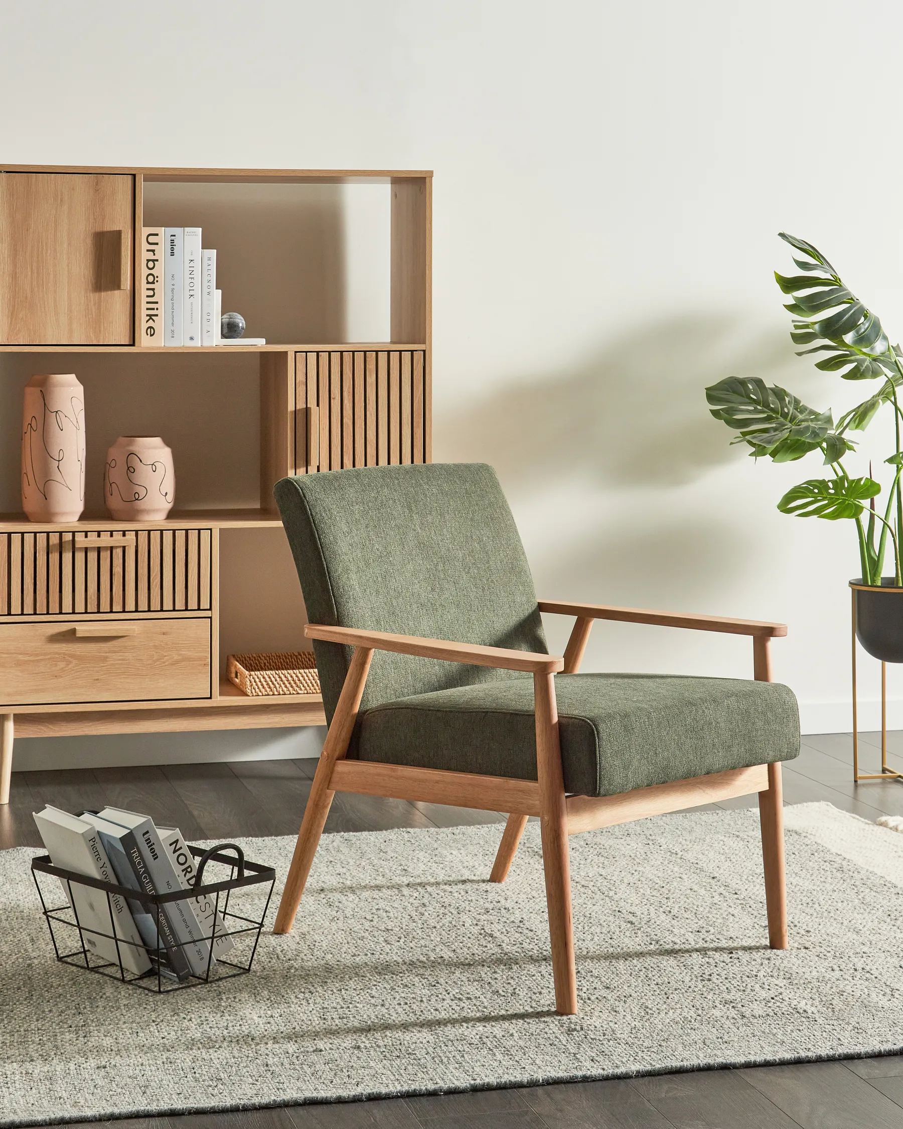 Armchair ESRUM Fabric Light Brown/ Green_943390