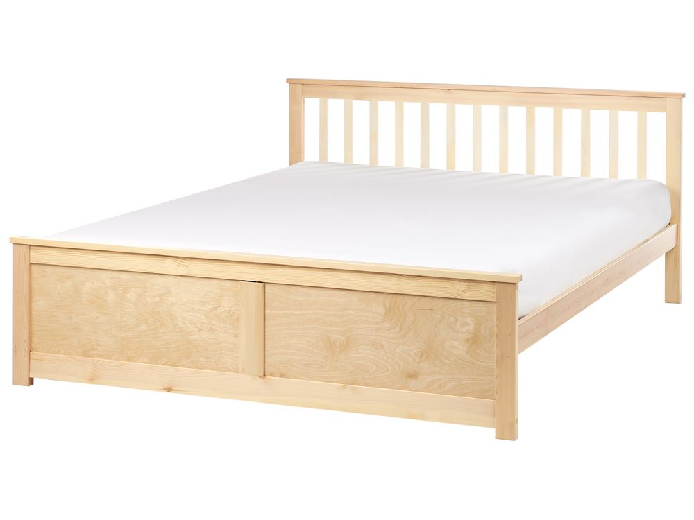 Lit avec sommier Bois de pin OLENDON 160 x 200 cm Marron clair