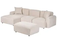Modular Corner Sofa 3 Seater HEDE with Ottoman Fabric Light Beige Right Hand_1092159