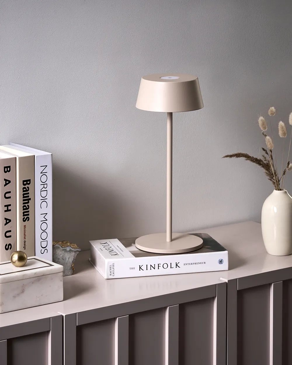 Wireless LED Table Lamp GUDER with Dimmer Metal Beige_1042257