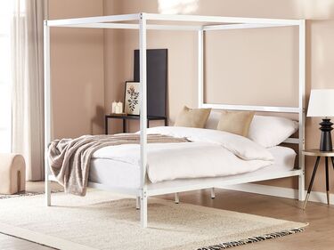 Metal EU Double Size Canopy Bed White LESTARDS 