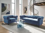 Divano 3 posti CHESTERFIELD Velluto Blu marino_1042036