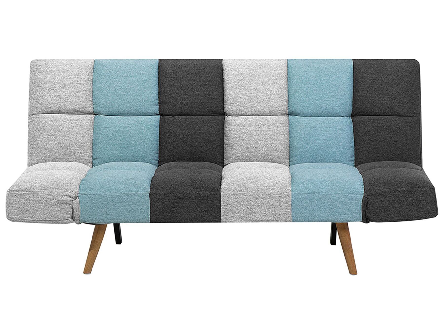 Fabric Sofa Bed Grey and Blue Patchwork INGARO_754793