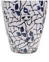 Stoneware Flower Vase 20 cm White with Navy Blue MALLIA_810738