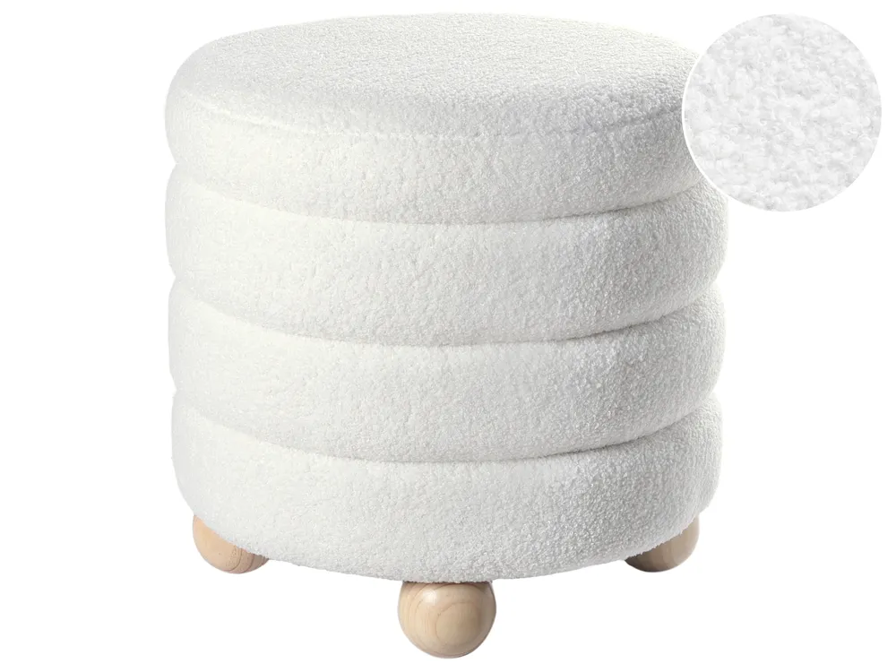 Pouf CHILLY Boucle Alb-murdar