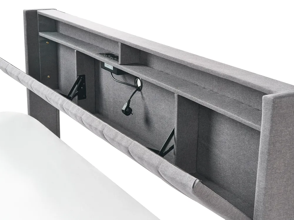 Bed with LED BEAULIEU Fabric Dark Grey 160 x 200 cm (EU King Size) with USB Port with Storage_993607