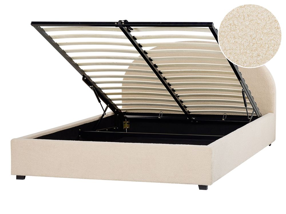 Ottoman Bed VAUCLUSE Boucle Beige 140 x 200 cm (EU Double)