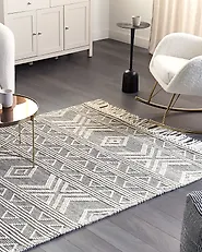 Alfombra PAZAR Negro/Blanco 160 x 230 cm Lana_1186071