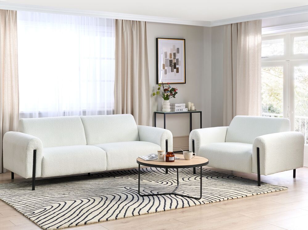 Sofa Set 4-Sitzer ASKIM Bouclé Weiß