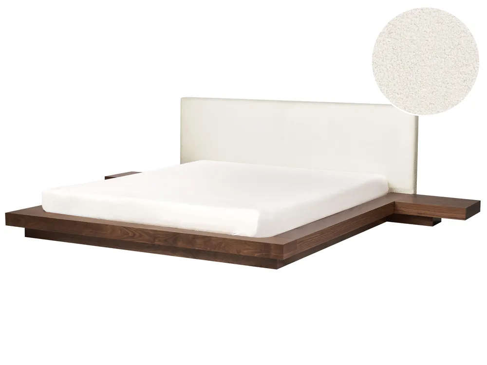 Boucle Headboard Bed Brown ZEN Various Sizes