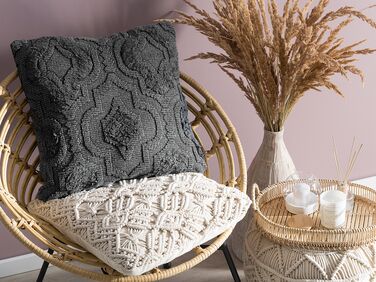 Cotton Embossed Cushion 45 x 45 cm Grey PAIKA