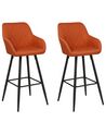 Sada 2 čalúnených barových stoličiek oranžová DARIEN_877616