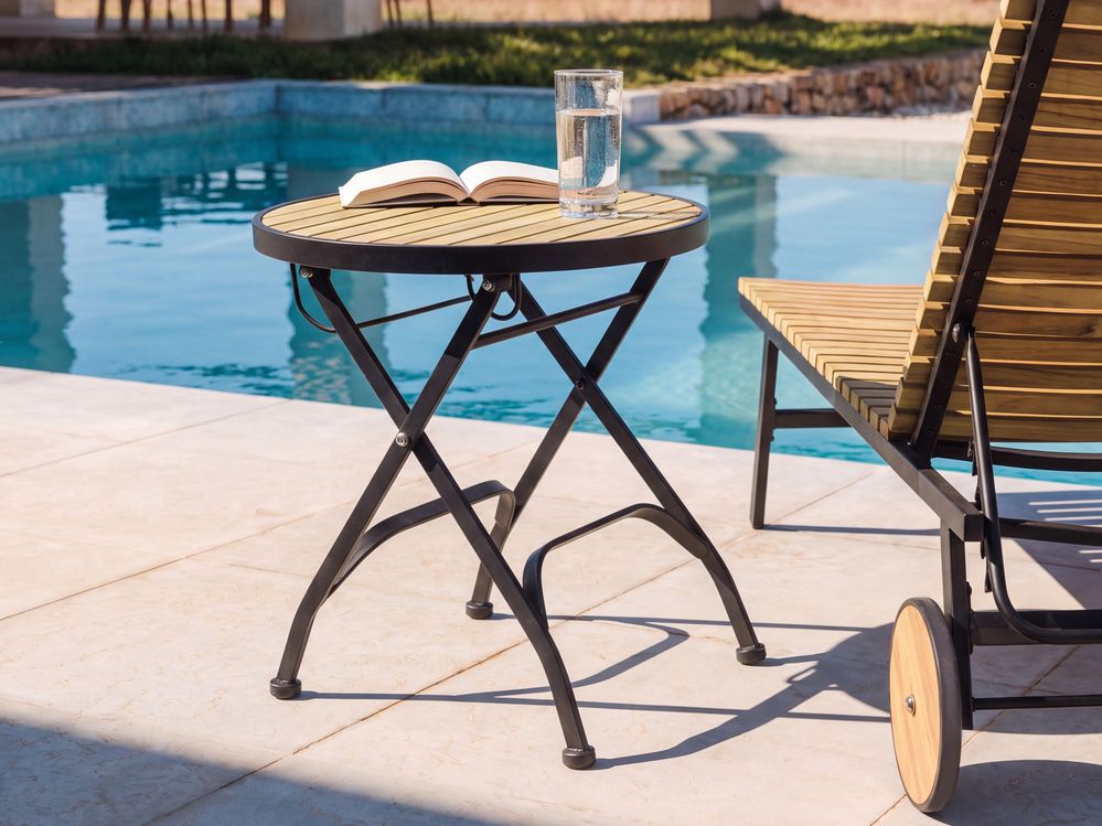 Mesa auxiliar de jardín LASCARI 45 cm 45 cm Madera de acacia Marrón claro