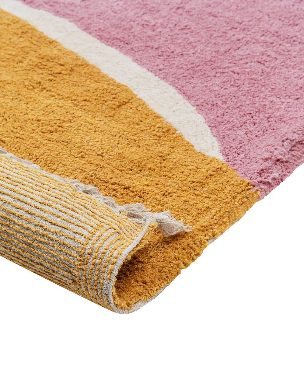 Rug XINALI Pink 140 x 200 cm Cotton - Beliani.ro
