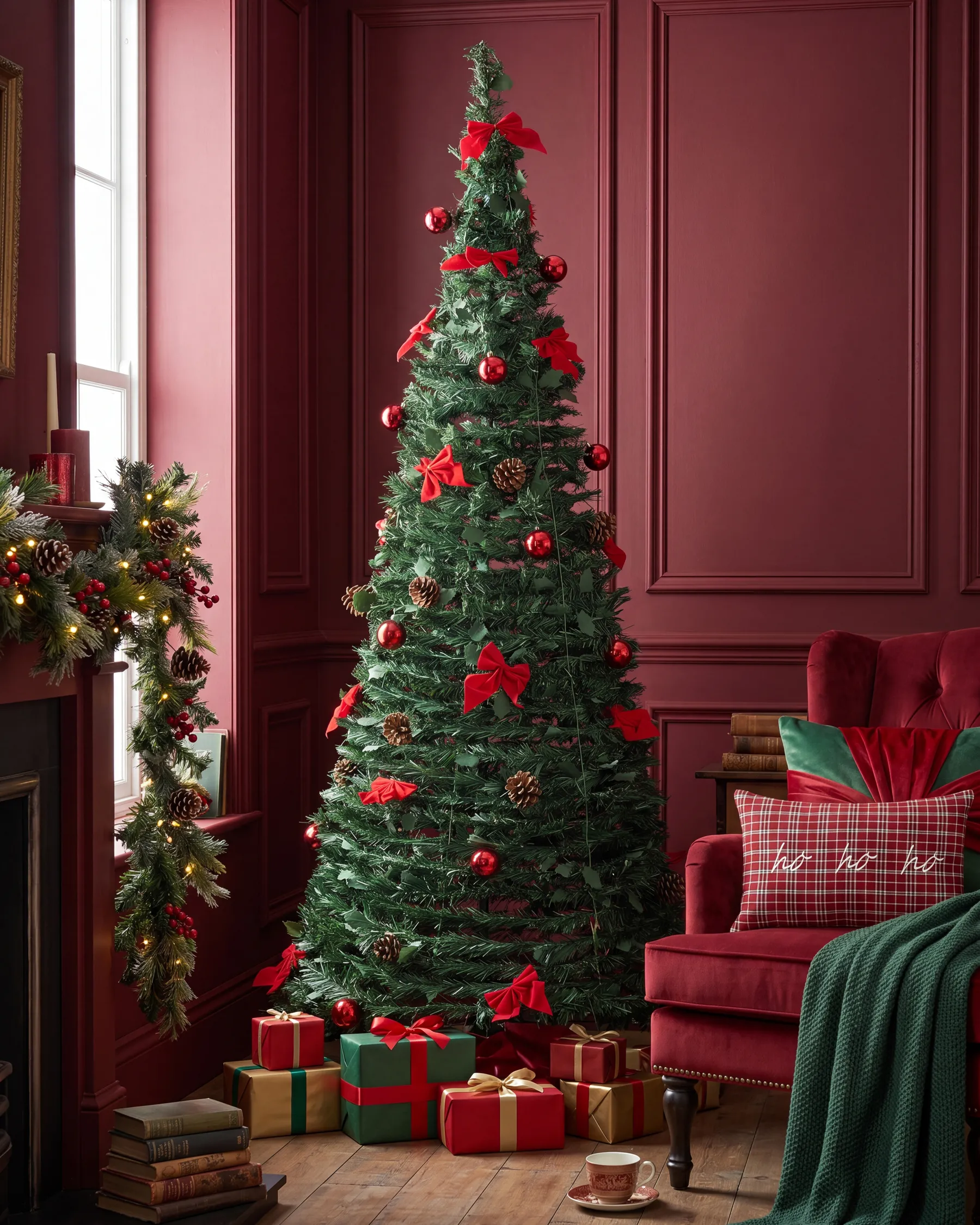 Artificial Christmas Tree Folding LED PINEORA 185 cm Green_1025204