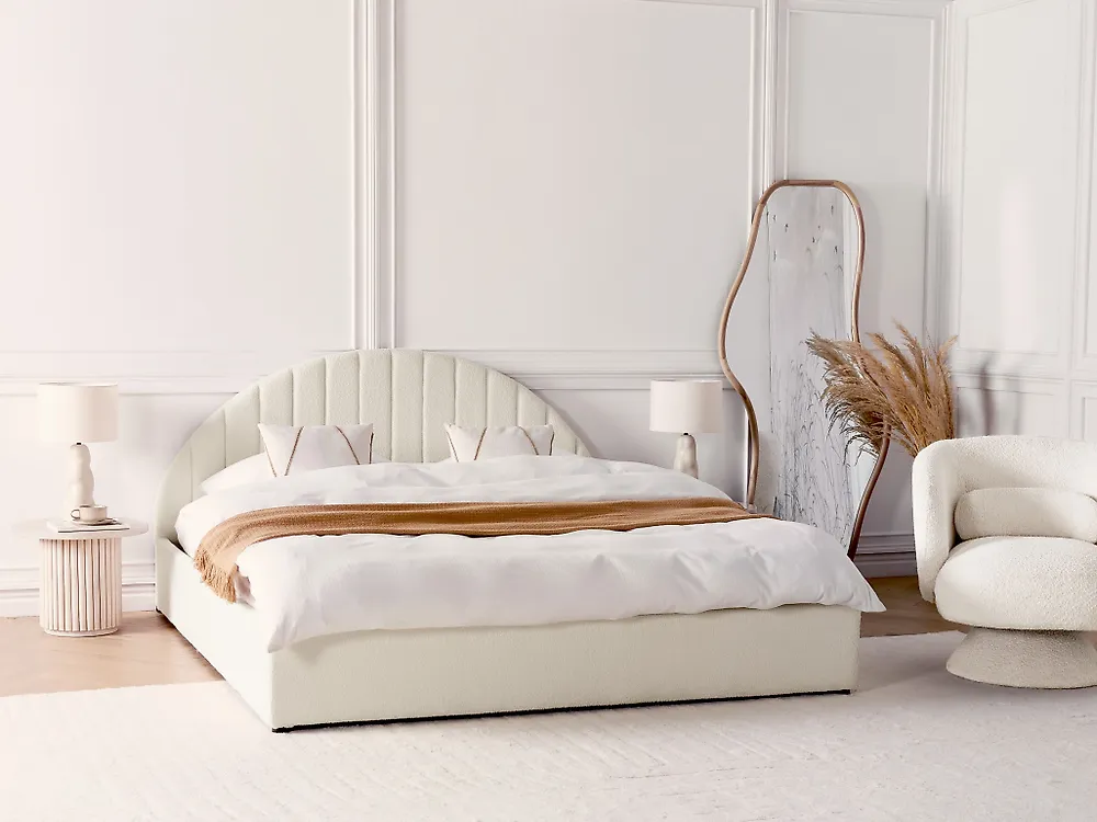 Cama con almacenaje CHADENET Bouclé Blanco crema 180 x 200 cm_1183968