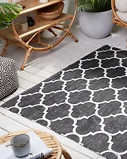 Tapis d'extérieur ALADANA Noir/blanc 140 x 200 cm Réversible_1177910