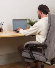 Executive Chair with Footrest EATON Chenille Grey_1010665