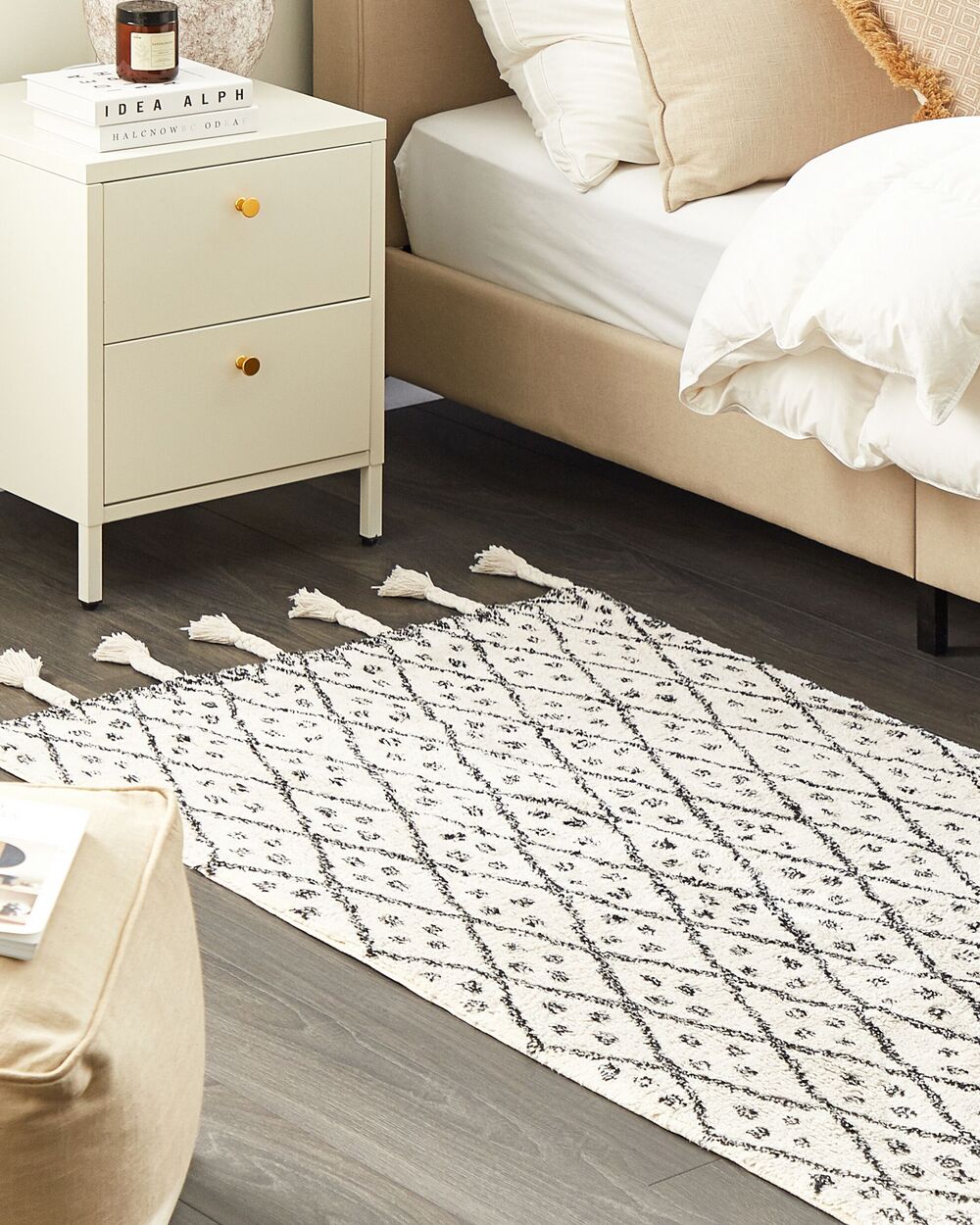 Alfombra AGADIR Blanco crema 80 x 150 cm Algodón