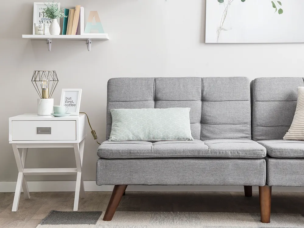 Sofa Bed 3 Seater RONNE Fabric Light Grey_706445