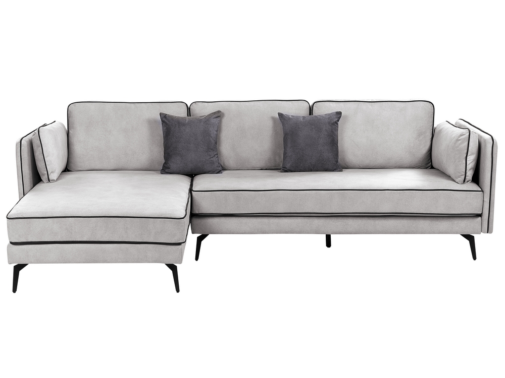 Right Hand Velvet Corner Sofa Light Grey ALTAN Beliani