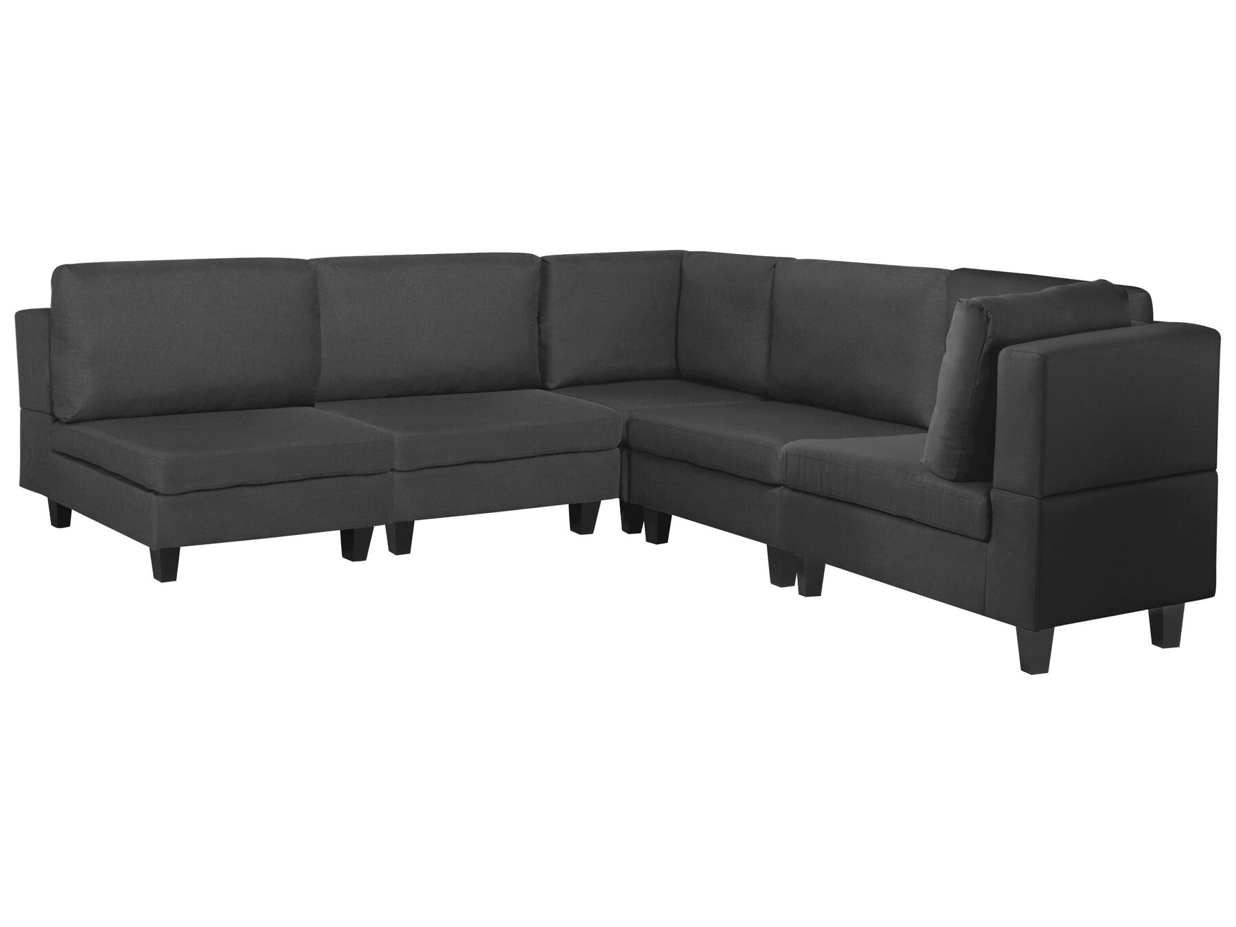 Right Hand 5 Seater Modular Fabric Corner Sofa Black FEVIK_833829