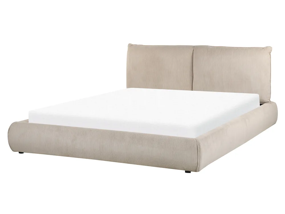 Bed Corduroy VINAY 160 x 200 cm (EU King Size) Taupe_879891