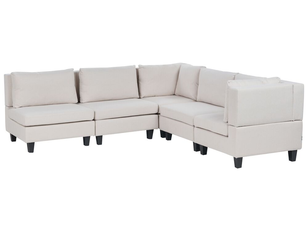 Modular Corner Sofa 5 Seater UNSTAD Fabric Light Beige Left Hand