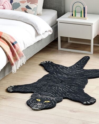 Wool Kids Rug Panther 100 x 160 cm Black BAGHEERA