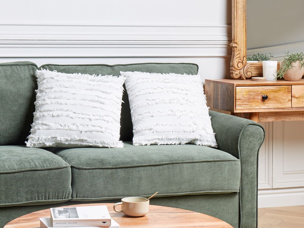 Set of 2 Decorative Cushions MAKNEH 45 x 45 cm Cotton White Solid