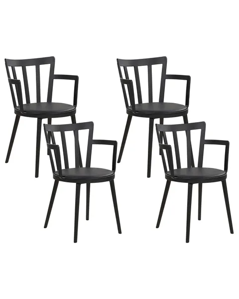 Set di 8 sedie da pranzo con manico grande, comodo sedile in pelle PU - bianco-nero