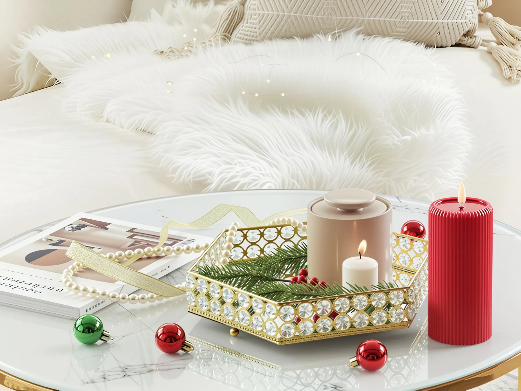 Taca dekoracyjna lustrzana sześciokątna złota VATAN_817715