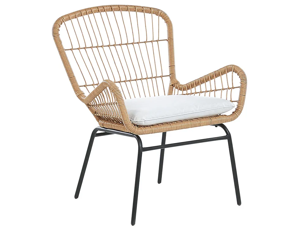 Bistro Set with Cushions LABICO PE Rattan Light Brown_781646