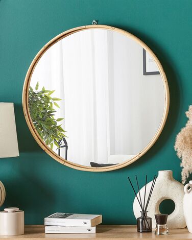 Rattan Round Wall Mirror ø 60 cm Natural BARUNG